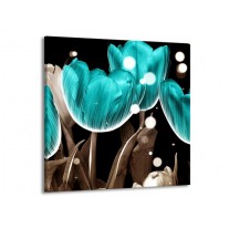 Glas schilderij Tulp | Blauw, Grijs | 70x70cm 1Luik