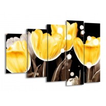 Glas schilderij Tulp | Geel, Grijs | 150x100cm 5Luik