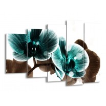 Canvas schilderij Orchidee | Groen, Wit | 150x100cm 5Luik