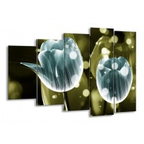 Glas schilderij Tulp | Blauw, Groen | 150x100cm 5Luik
