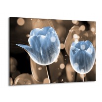 Glas schilderij Tulp | Blauw, Grijs | 100x70cm 1Luik