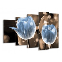 Glas schilderij Tulp | Blauw, Grijs | 150x100cm 5Luik