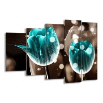 Glas schilderij Tulp | Blauw, Grijs | 150x100cm 5Luik