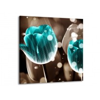 Glas schilderij Tulp | Blauw, Grijs | 70x70cm 1Luik