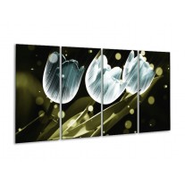 Glas schilderij Tulp | Blauw, Groen | 160x80cm 4Luik