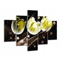Glas schilderij Tulp | Geel, Grijs | 100x70cm 5Luik