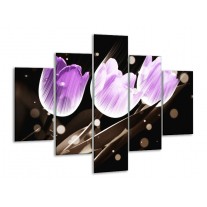 Glas schilderij Tulp | Paars, Grijs | 100x70cm 5Luik