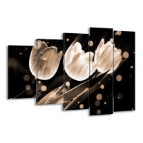 Glas schilderij Tulp | Wit, Zwart, Grijs | 150x100cm 5Luik