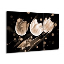 Glas schilderij Tulp | Wit, Zwart, Grijs | 90x60cm 3Luik