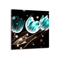 Glas schilderij Tulp | Blauw, Zwart | 70x70cm 1Luik