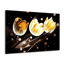 Glas schilderij Tulp | Geel, Zwart | 70x50cm 1Luik