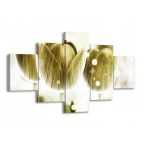Glas schilderij Tulp | Geel, Wit | 125x70cm 5Luik