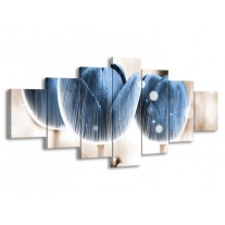 Glas schilderij Tulp | Blauw, Wit | 210x100cm 7Luik