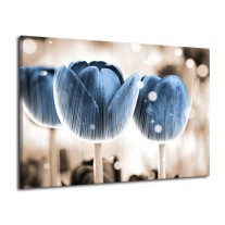 Glas schilderij Tulp | Blauw, Wit | 70x50cm 1Luik