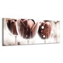 Glas schilderij Tulp | Bruin, Wit | 145x58cm 1Luik