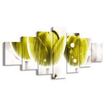 Glas schilderij Tulp | Geel, Wit | 210x100cm 7Luik