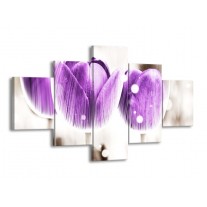 Glas schilderij Tulp | Paars, Wit | 125x70cm 5Luik