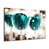 Glas schilderij Tulp | Blauw, Wit | 70x50cm 1Luik