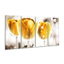 Glas schilderij Tulp | Geel, Wit | 160x80cm 4Luik