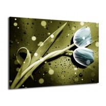 Glas schilderij Tulp | Blauw, Groen, Grijs | 70x50cm 1Luik