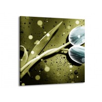 Glas schilderij Tulp | Blauw, Groen, Grijs | 70x70cm 1Luik