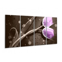 Glas schilderij Tulp | Paars, Grijs | 160x80cm 4Luik