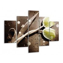 Glas schilderij Tulp | Geel, Grijs | 100x70cm 5Luik