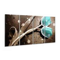 Glas schilderij Tulp | Blauw, Grijs | 160x80cm 4Luik