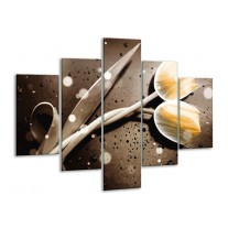 Glas schilderij Tulp | Geel, Grijs | 100x70cm 5Luik
