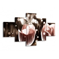Glas schilderij Tulp | Bruin, Grijs | 125x70cm 5Luik