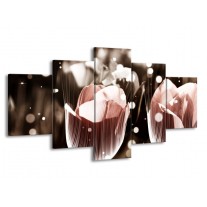 Glas schilderij Tulp | Bruin, Grijs | 150x80cm 5Luik
