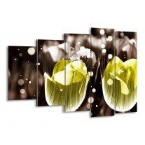 Glas schilderij Tulp | Geel, Grijs | 150x100cm 5Luik