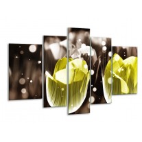 Glas schilderij Tulp | Geel, Grijs | 170x100cm 5Luik