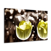 Glas schilderij Tulp | Geel, Grijs | 70x50cm 1Luik