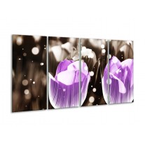 Glas schilderij Tulp | Paars, Grijs | 160x80cm 4Luik