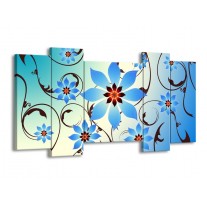 Canvas schilderij Modern | Blauw, Wit | 120x65 5Luik