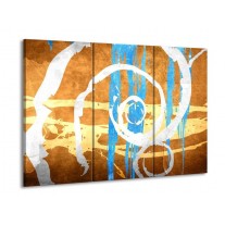 Glas schilderij Art | Blauw, Oranje, Bruin | 90x60cm 3Luik