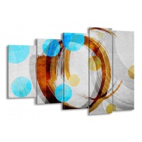 Canvas schilderij Art | Blauw, Bruin, Grijs | 150x100cm 5Luik