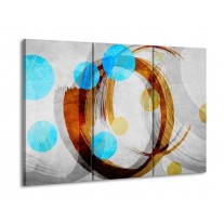 Glas schilderij Art | Blauw, Bruin, Grijs | 90x60cm 3Luik