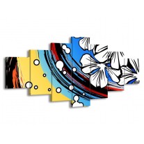 Glas schilderij Art | Blauw, Wit, Zwart | 210x100cm 7Luik