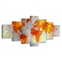 Glas schilderij Wereld | Grijs, Oranje, Geel | 210x100cm 7Luik