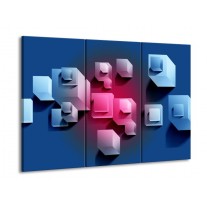 Glas schilderij Vierkant | Blauw, Roze, Wit | 90x60cm 3Luik
