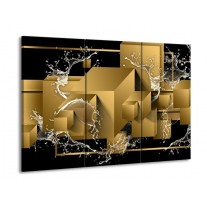 Glas schilderij Art | Bruin, Goud, Zwart | 90x60cm 3Luik