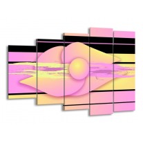 Canvas schilderij Art | Paars, Geel, Zwart | 150x100cm 5Luik