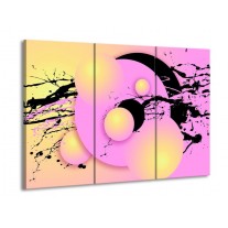 Glas schilderij Art | Paars, Zwart, Geel | 90x60cm 3Luik