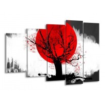 Canvas schilderij Bomen | Rood, Wit, Zwart | 150x100cm 5Luik