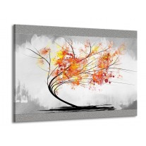 Glas schilderij Bomen | Grijs, Oranje, Wit | 100x70cm 1Luik