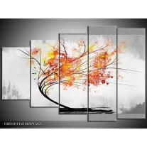 Klok schilderij Bomen | Grijs, Oranje, Wit | 150x100cm 5Luik