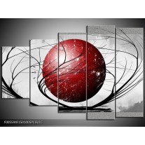 Klok schilderij Art | Rood, Grijs, Zwart | 150x100cm 5Luik