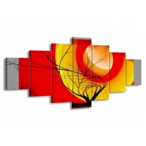 Canvas schilderij Boom | Rood, Geel, Grijs | 210x100cm 7Luik